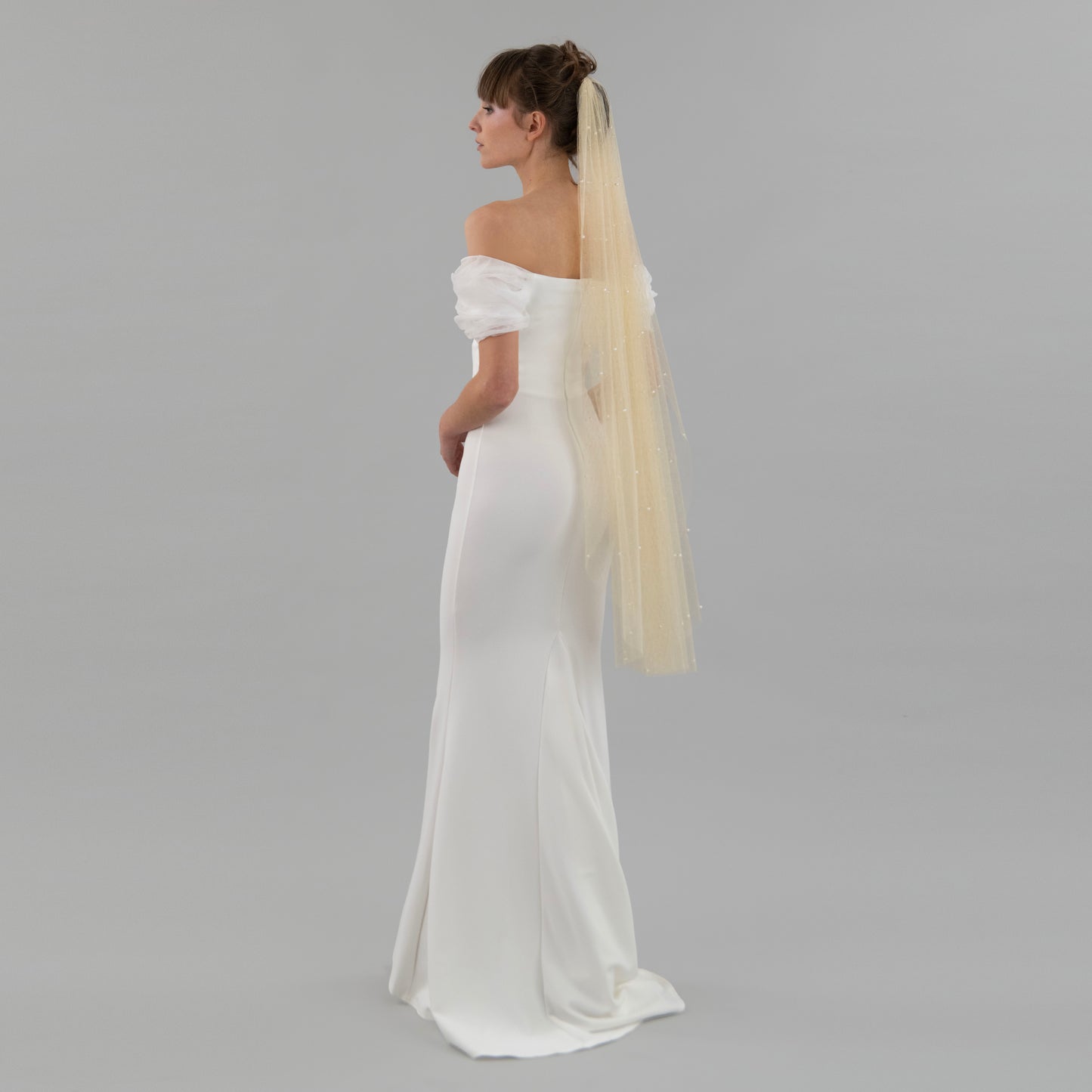 Champagne and Gold Thread Pearl Veil