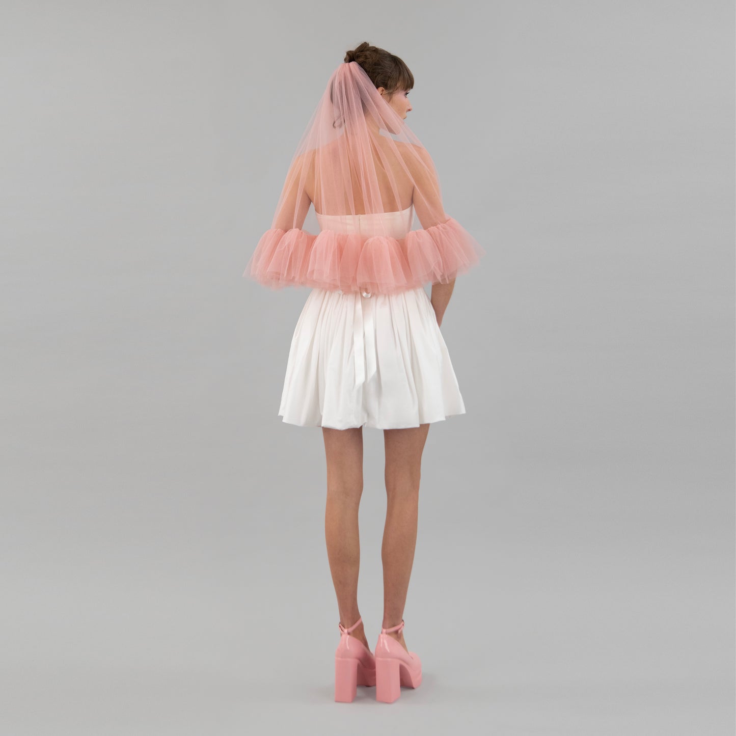 Blush Pink Single Tier Ruffle Veil