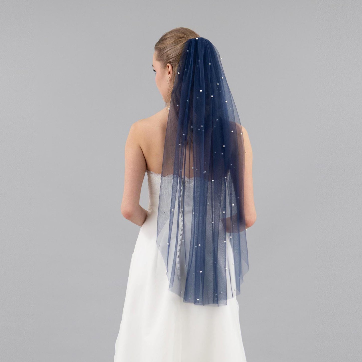 Navy Blue Pearl Veil