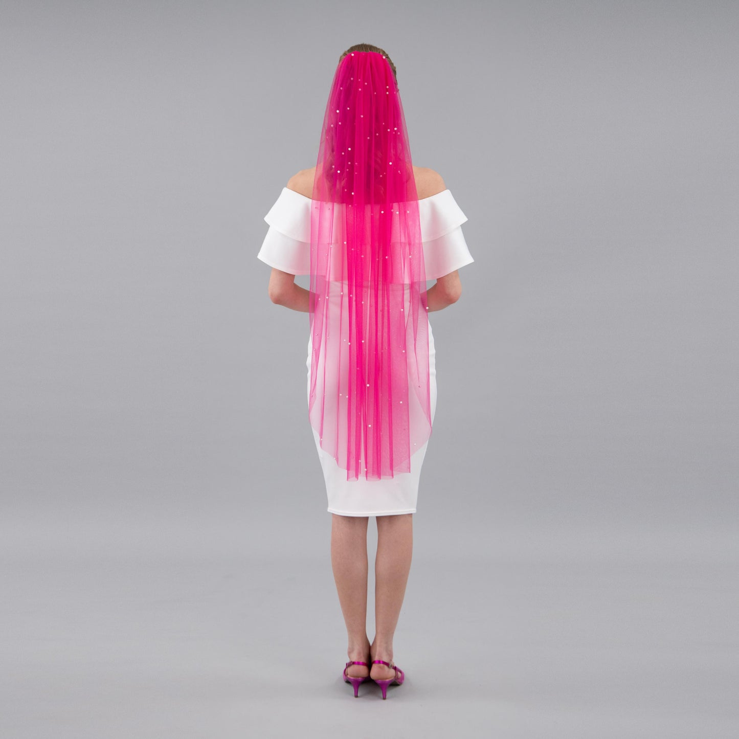 Hot Pink Pearl Veil