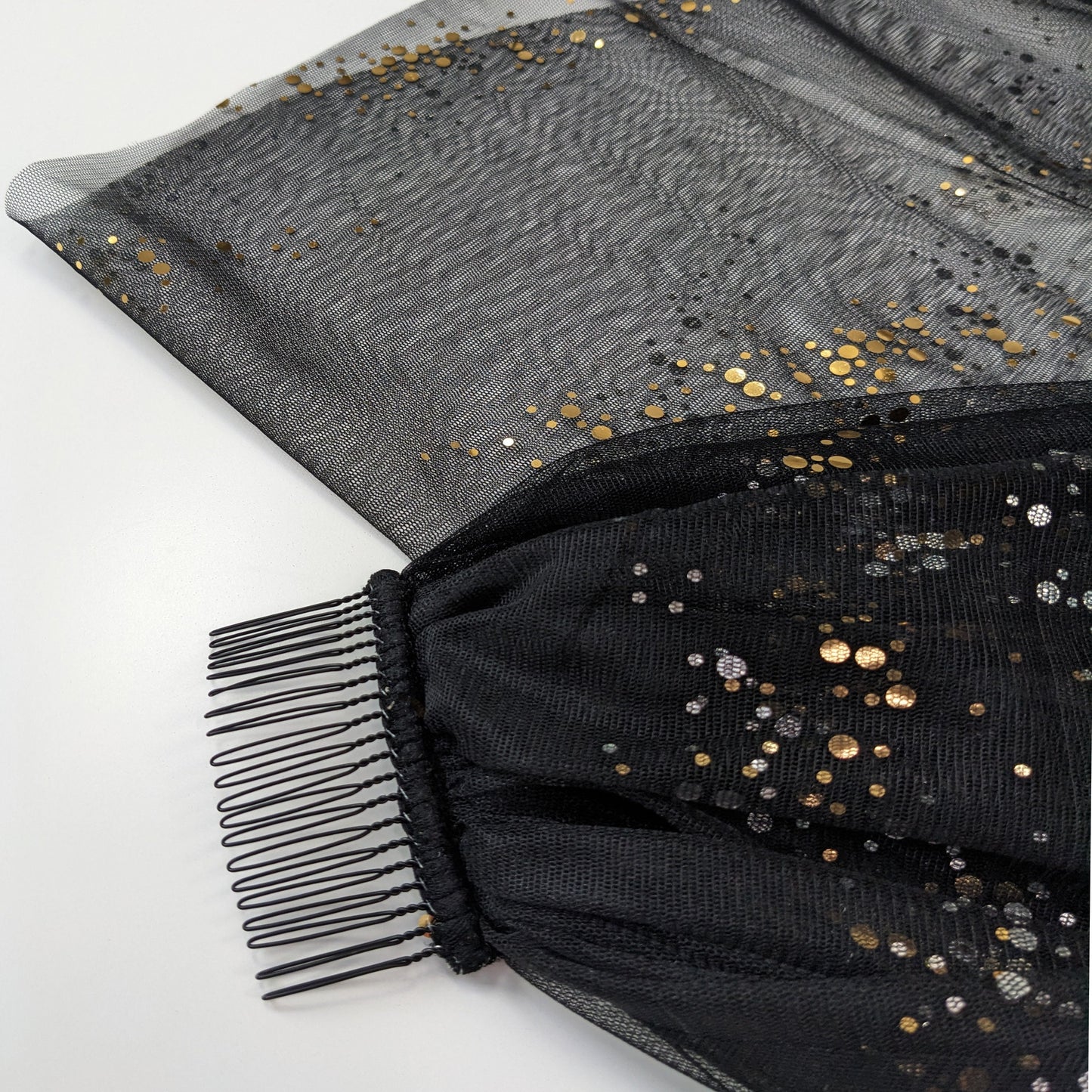 Black Large Gold Glitter Veil