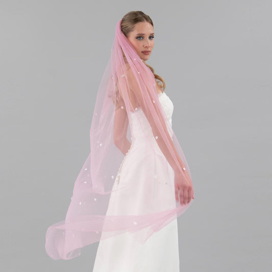 Rose Pink Mini Flower Veil