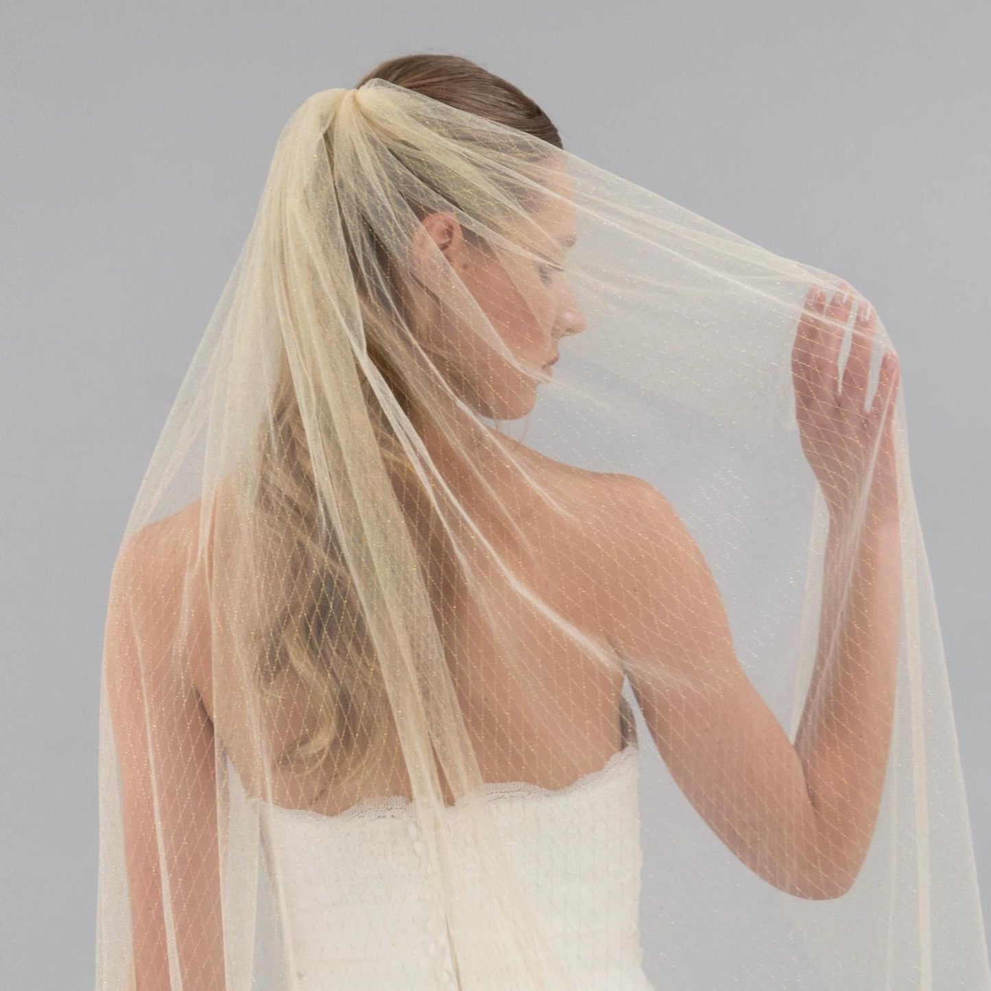 Champagne and Gold Thread Veil