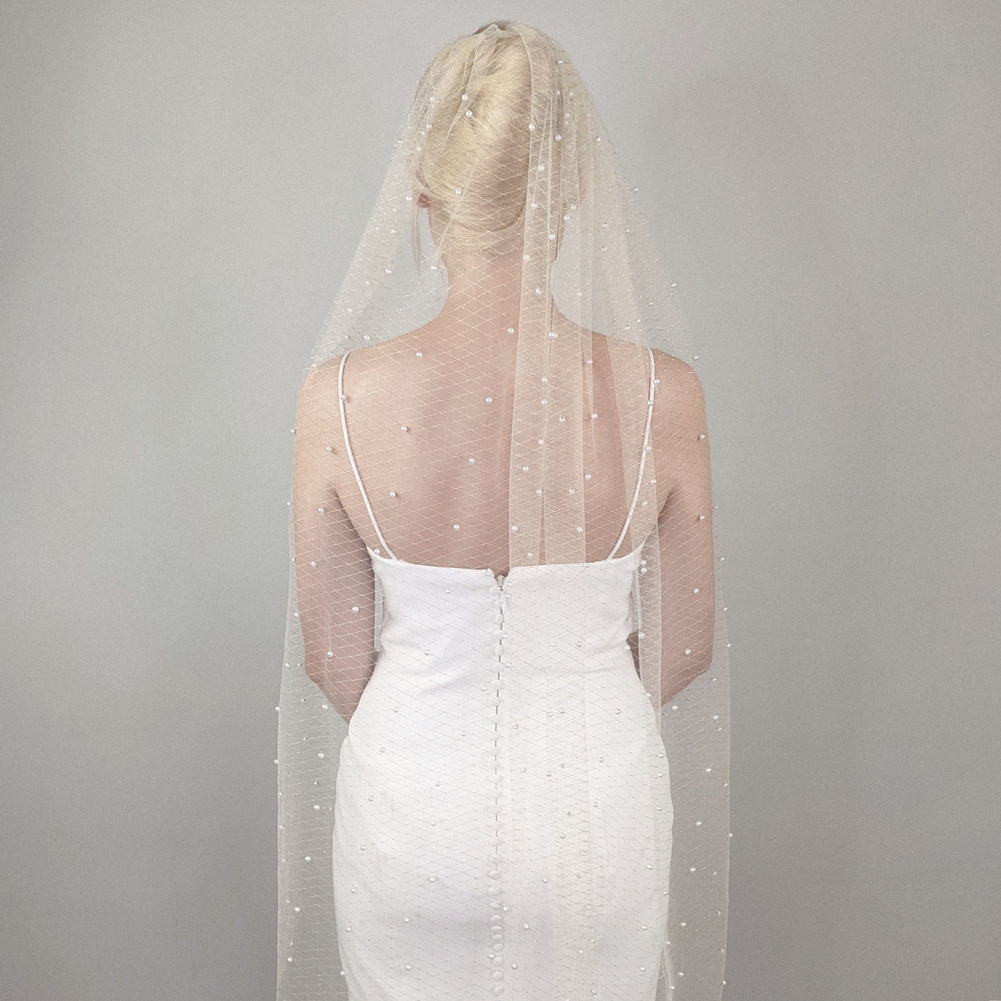 Champagne and Gold Thread Pearl Veil