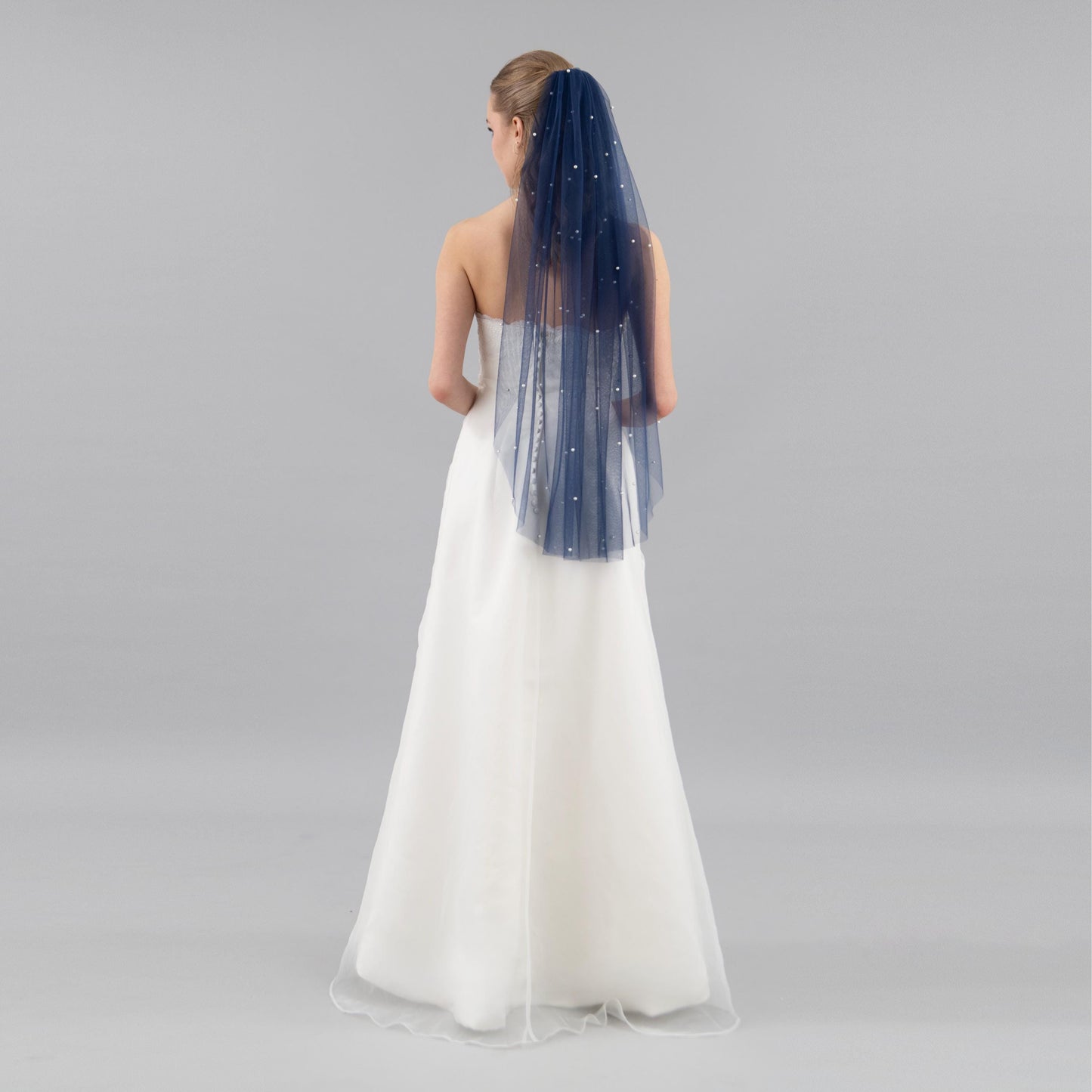 Navy Blue Pearl Veil