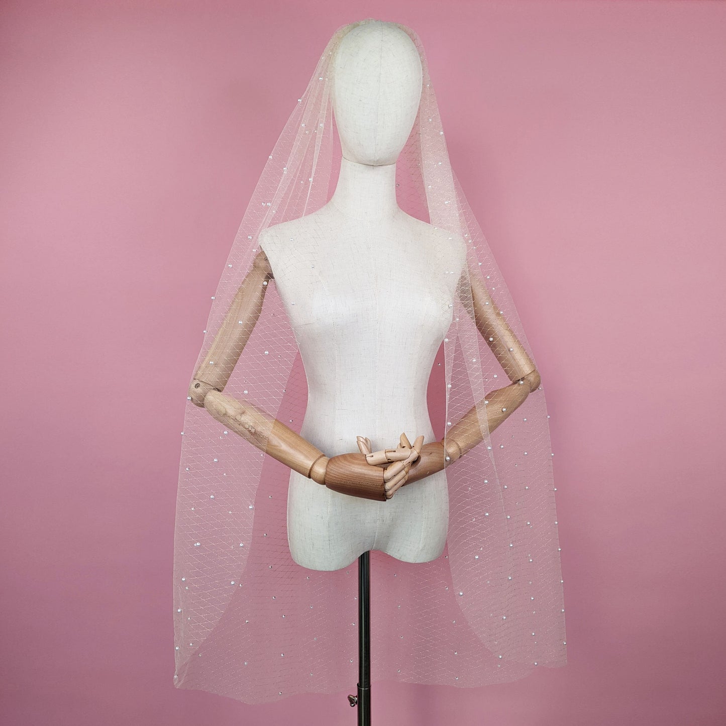 Champagne and Gold Thread Pearl Veil