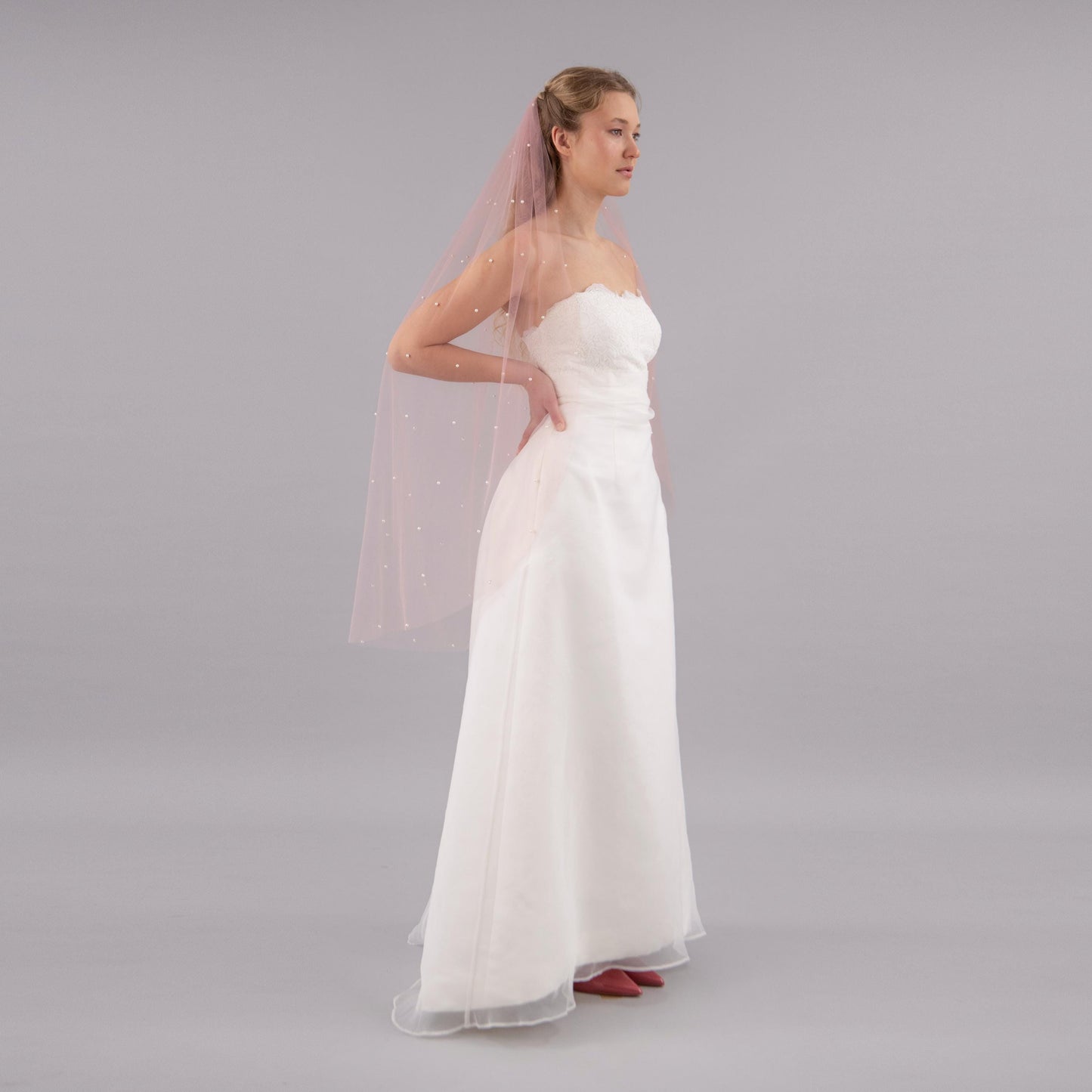 Blush Pink Pearl Veil