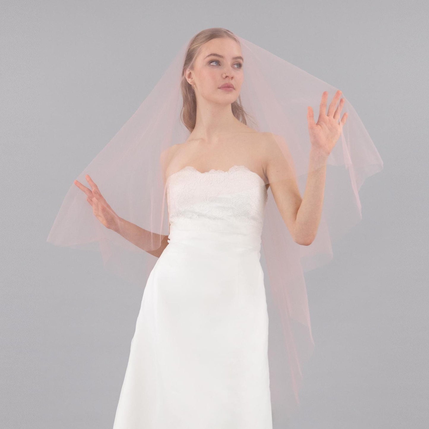 Blush Pink Blusher Veil