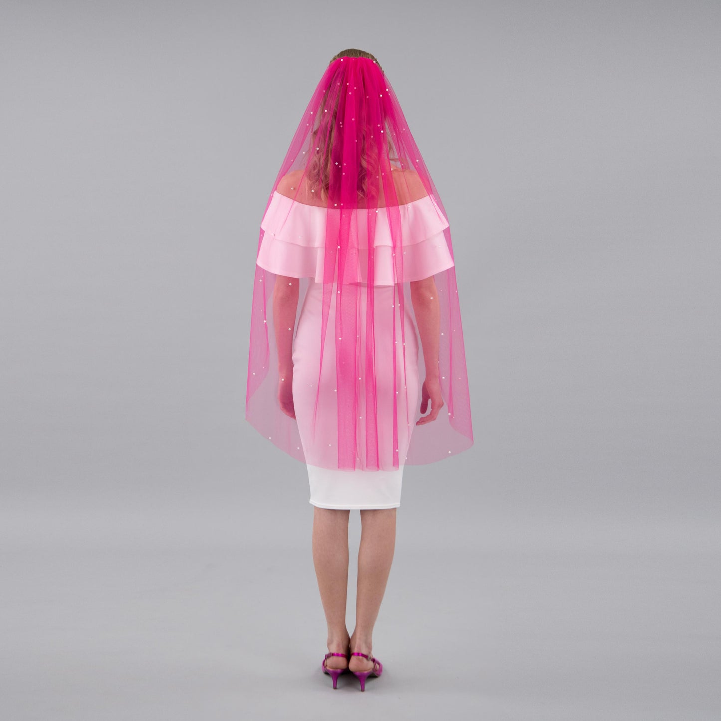 Hot Pink Pearl Veil
