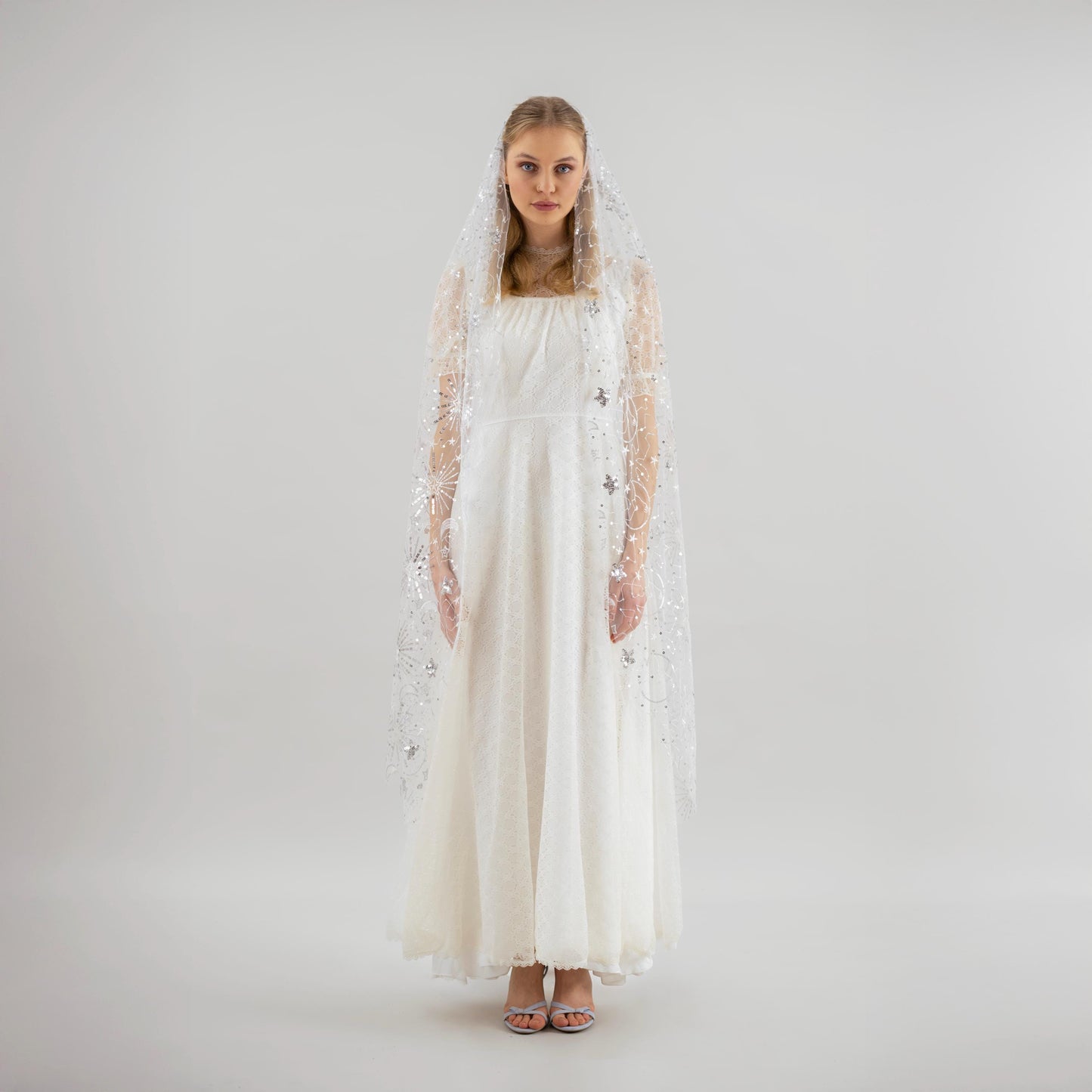 Ivory and Silver Celestial Veil