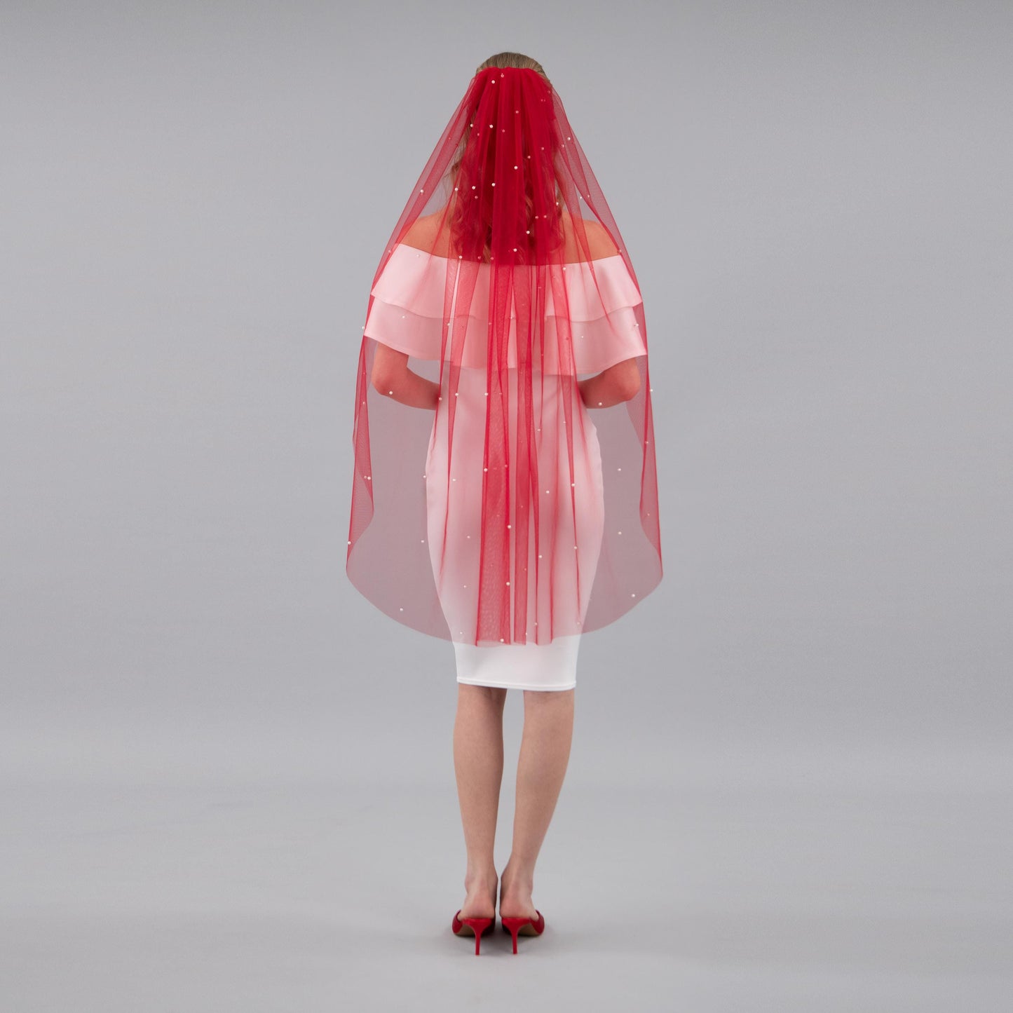 Rose Red Pearl Veil