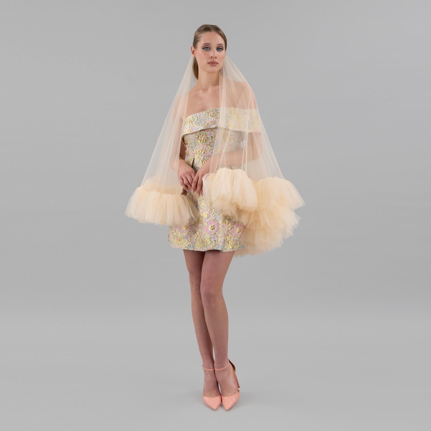 Champagne Ruffle Veil