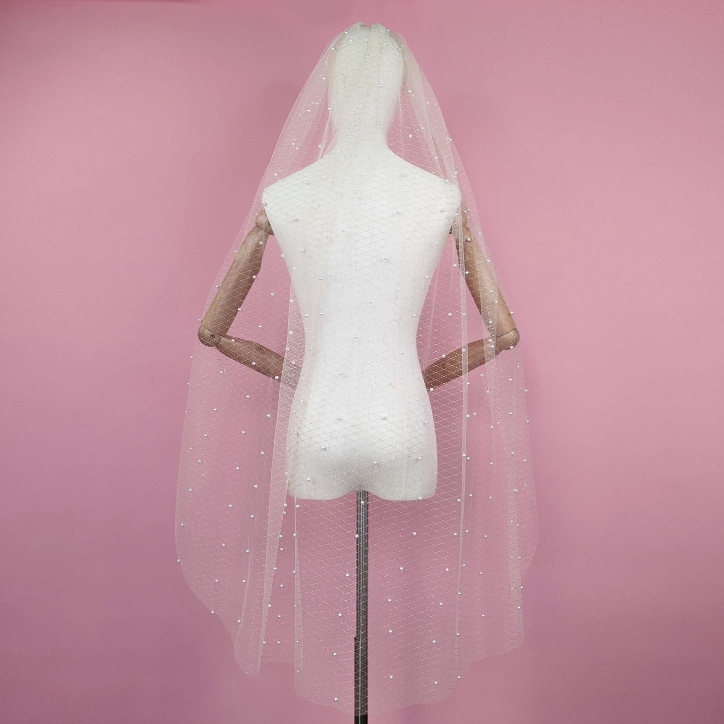 Champagne and Gold Thread Pearl Veil
