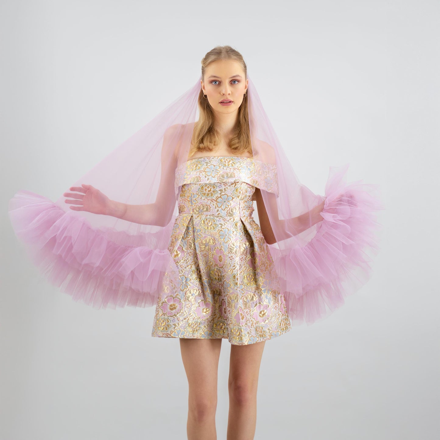 Lilac Purple Ruffle Veil