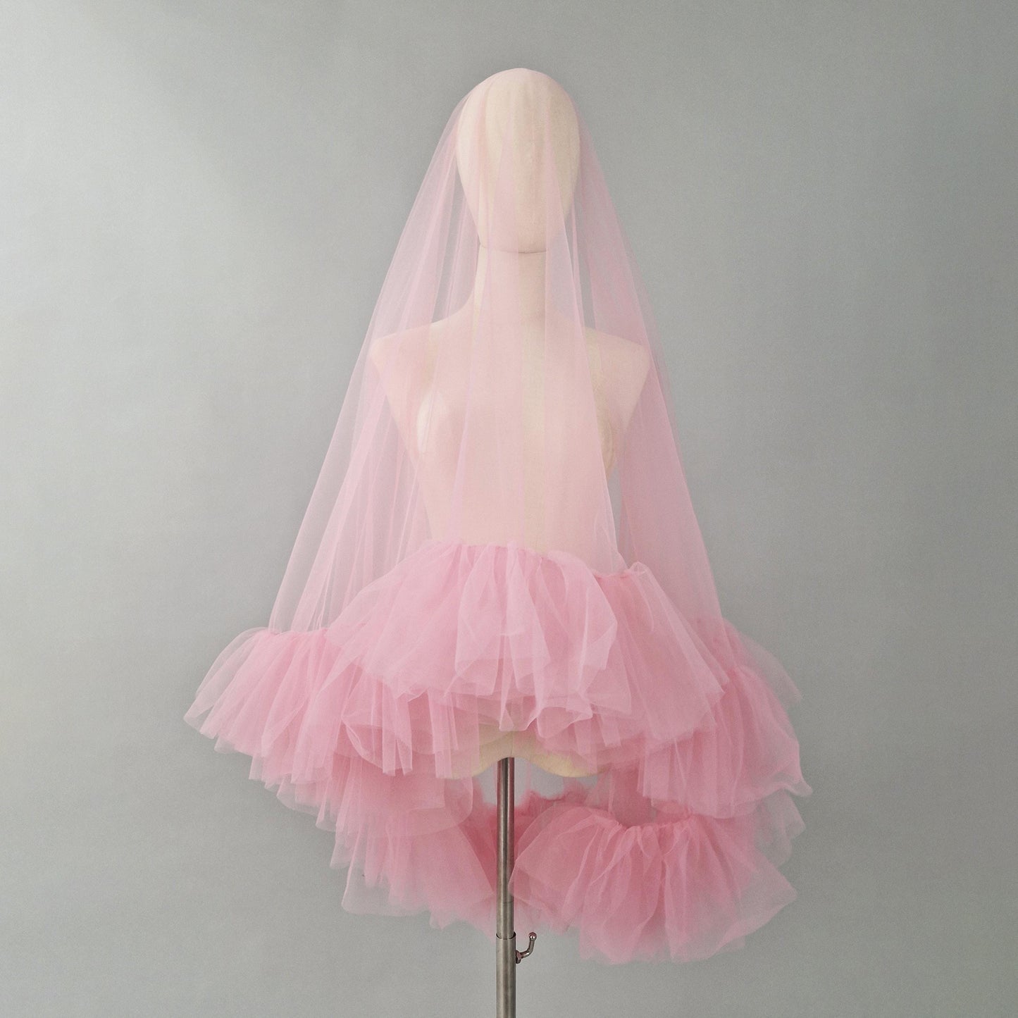 Rose Pink Ruffle Veil