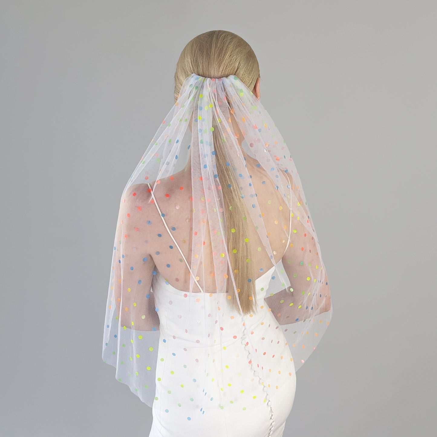 Ivory Rainbow Polka Dot Veil