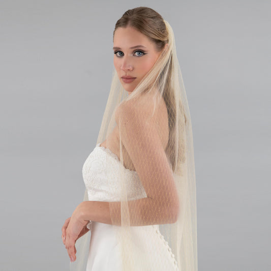 Champagne and Gold Thread Veil