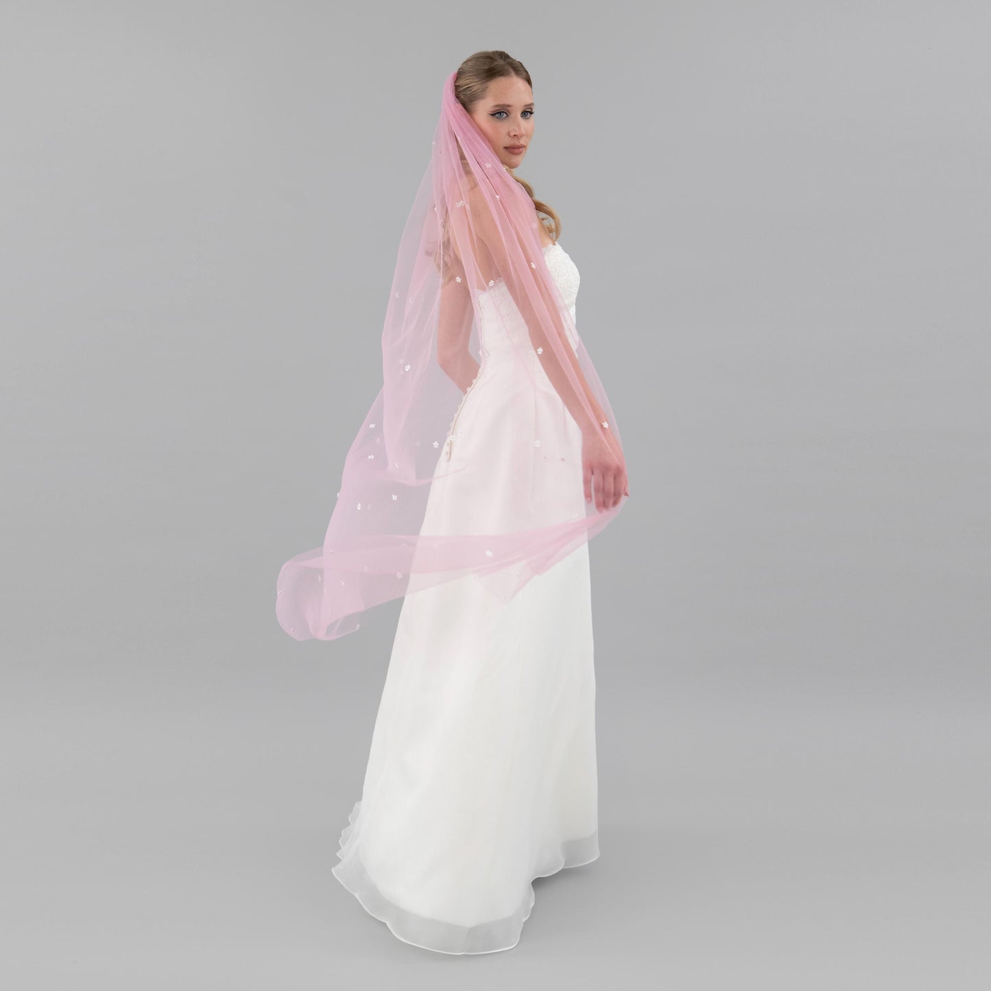 Rose Pink Mini Flower Veil