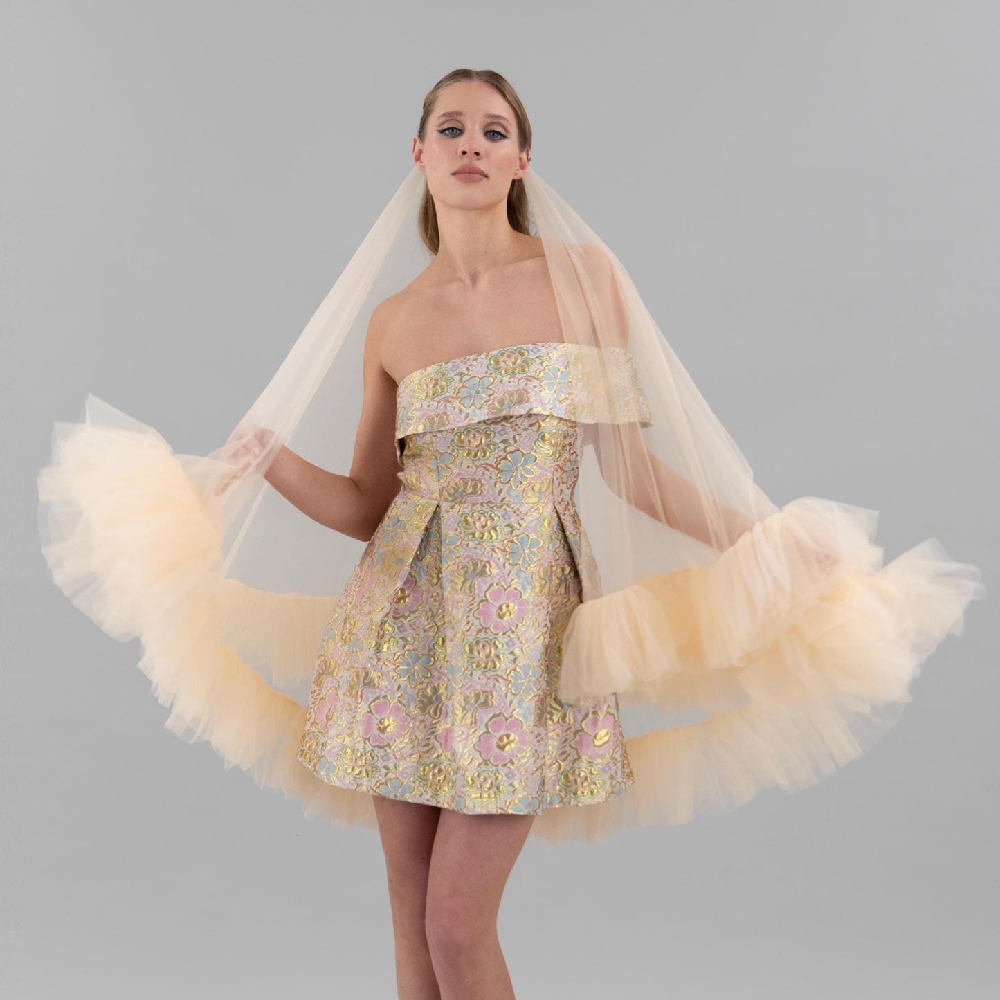 Champagne Ruffle Veil