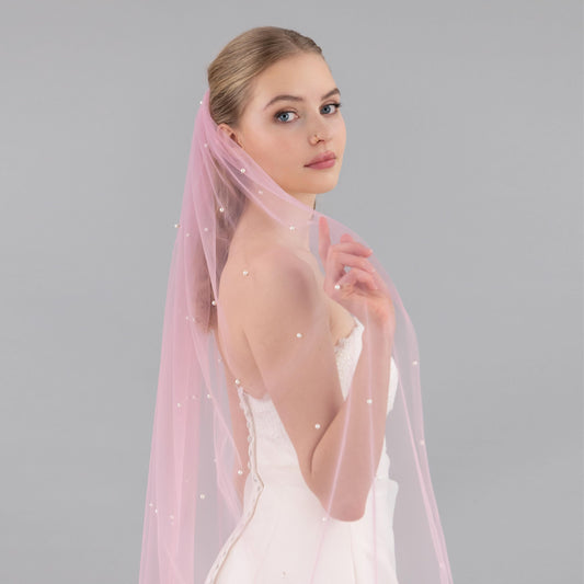 Rose Pink Pearl Veil