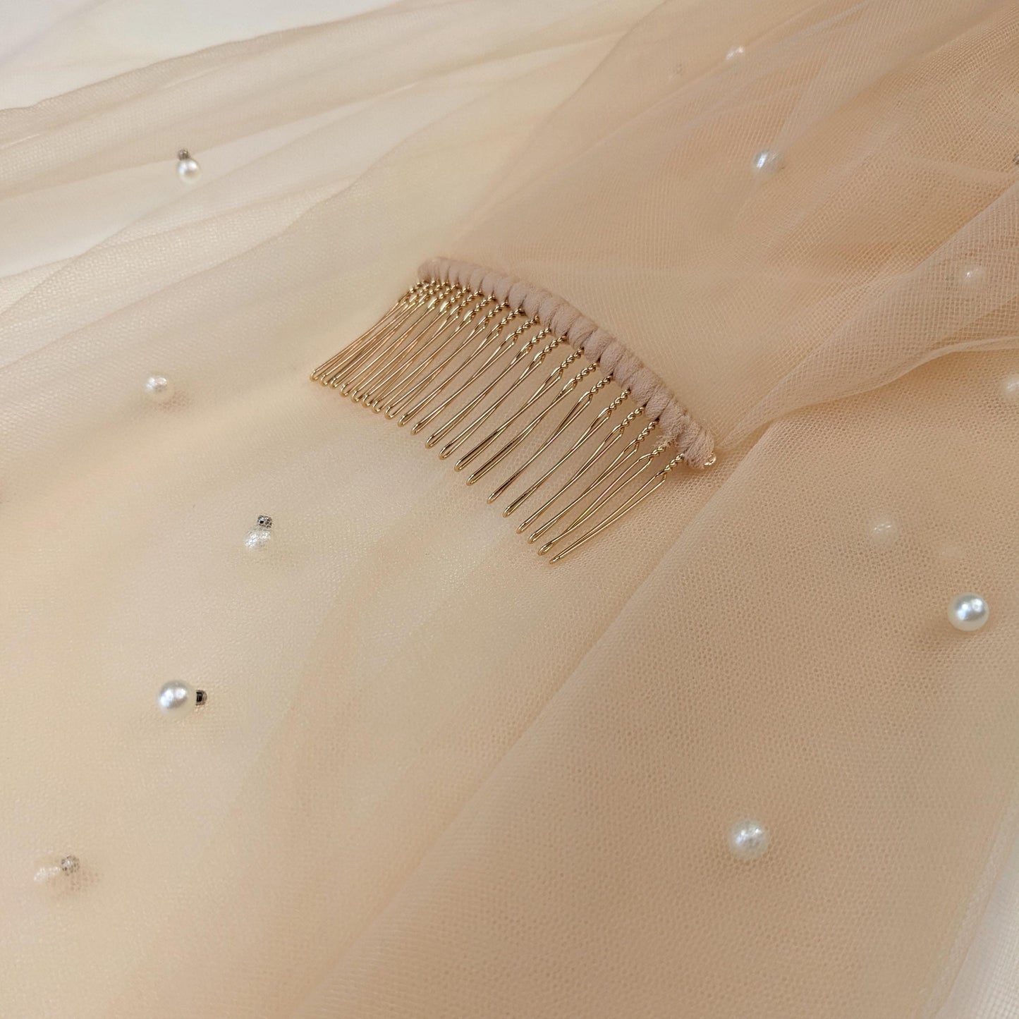 Dark Champagne Pearl Blusher Veil