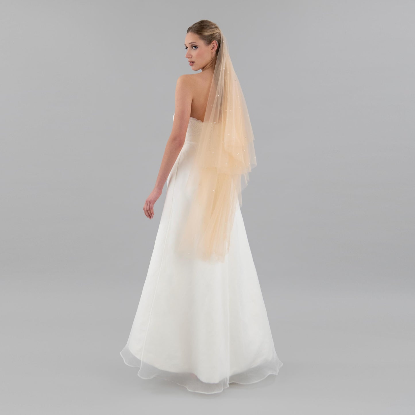 Dark Champagne Pearl Blusher Veil
