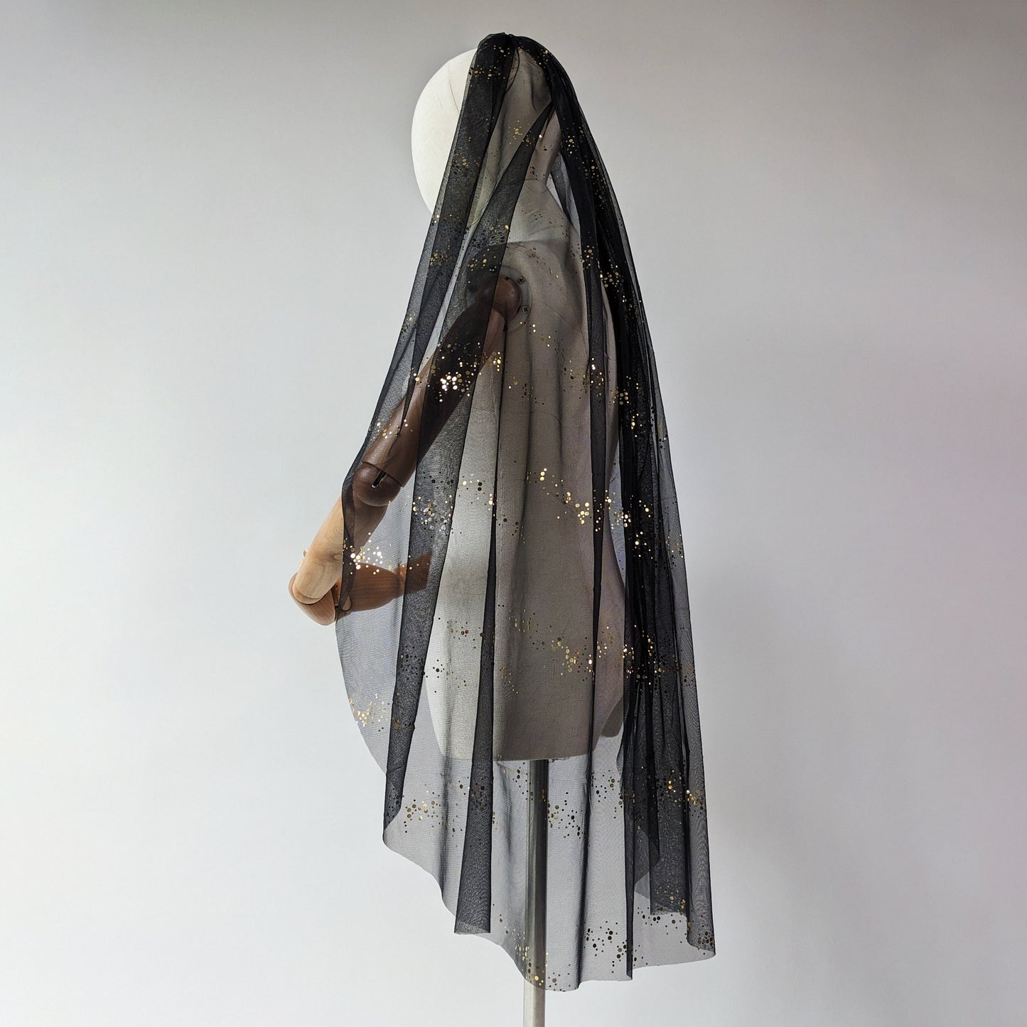 Black Large Gold Glitter Veil