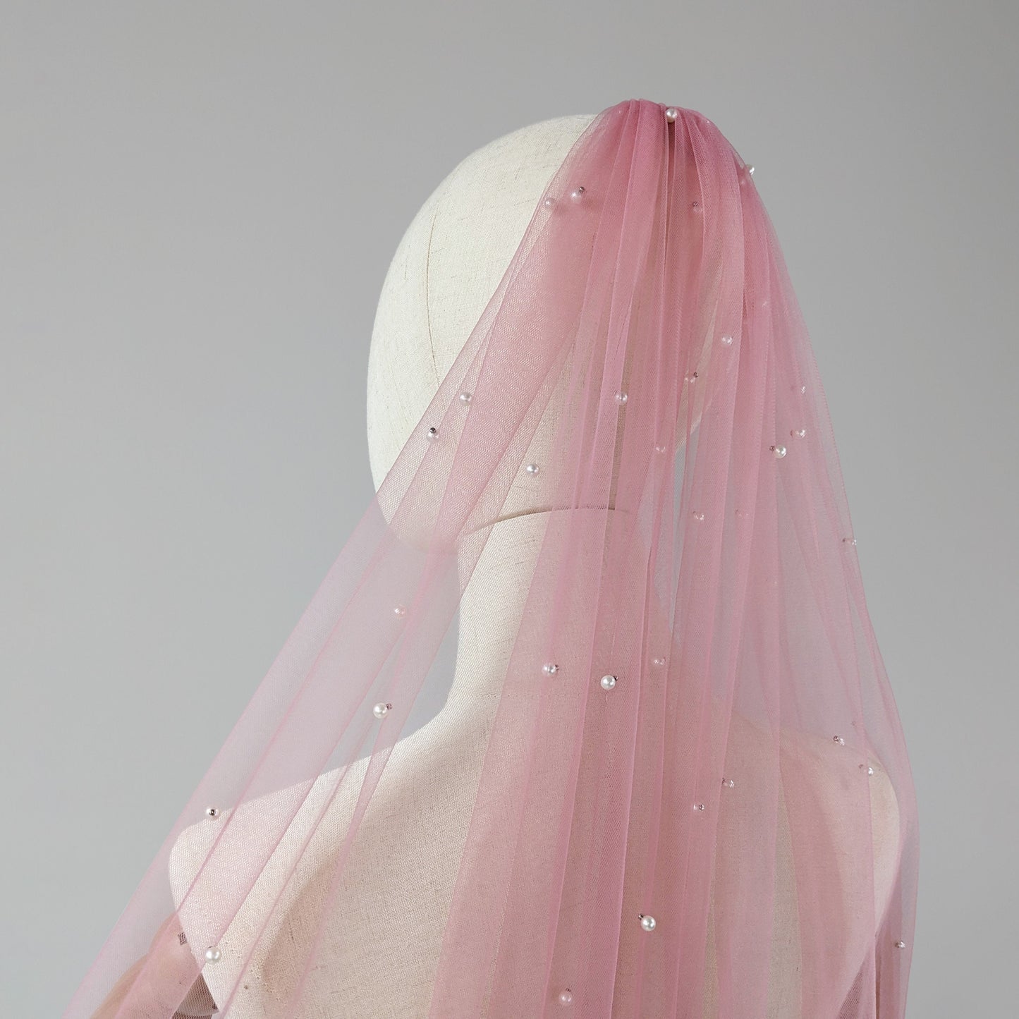 Dusty Pink Pearl Veil