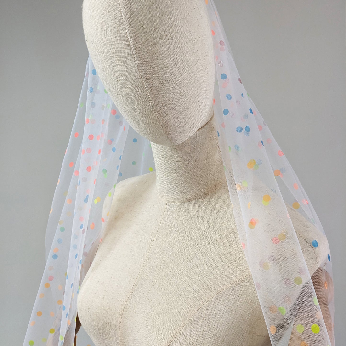 Ivory Rainbow Polka Dot Veil