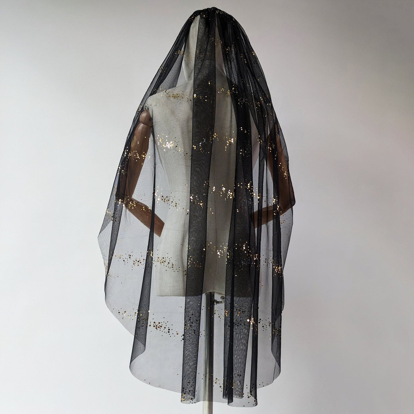 Black Large Gold Glitter Veil