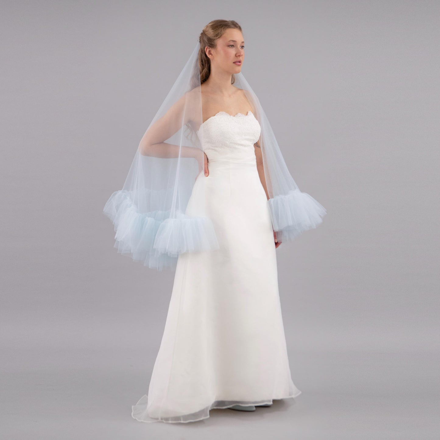 Baby Blue Ruffle Veil