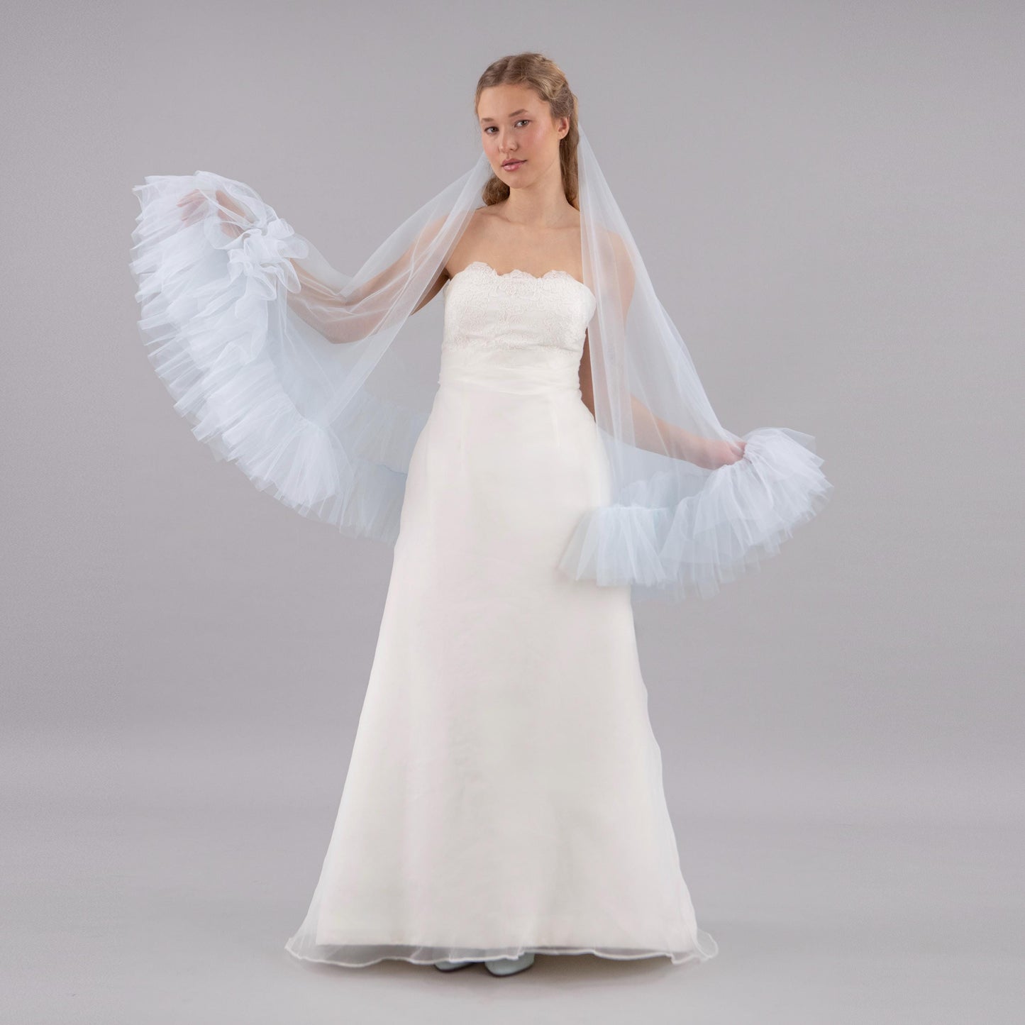 Baby Blue Ruffle Veil