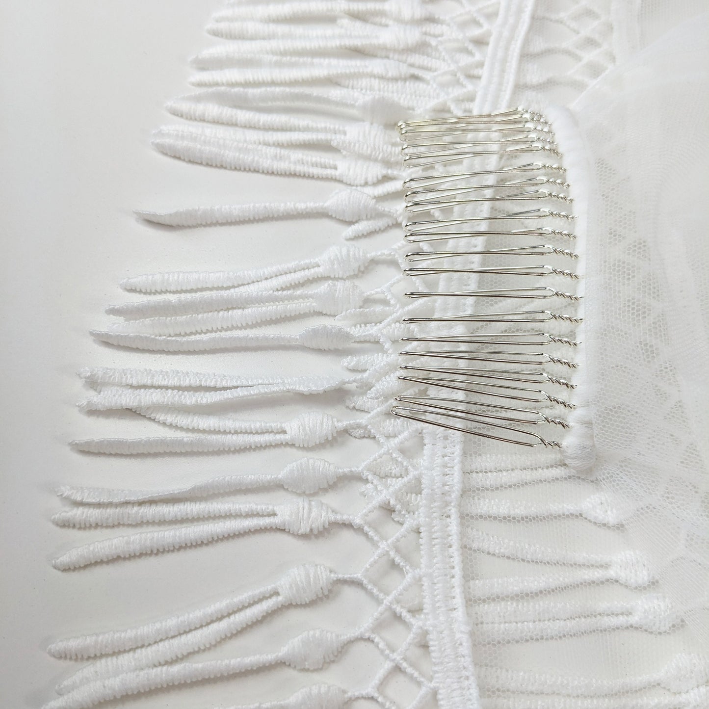 Ivory Bohemian Tassel Trim Veil