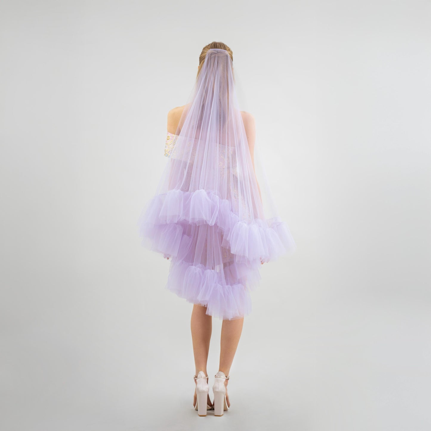Lavender Purple Ruffle Veil