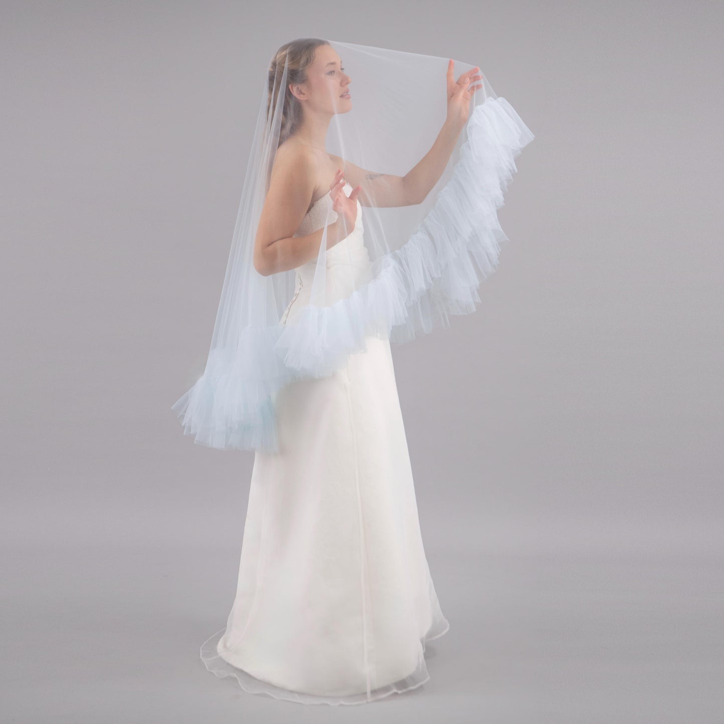 Baby Blue Ruffle Veil
