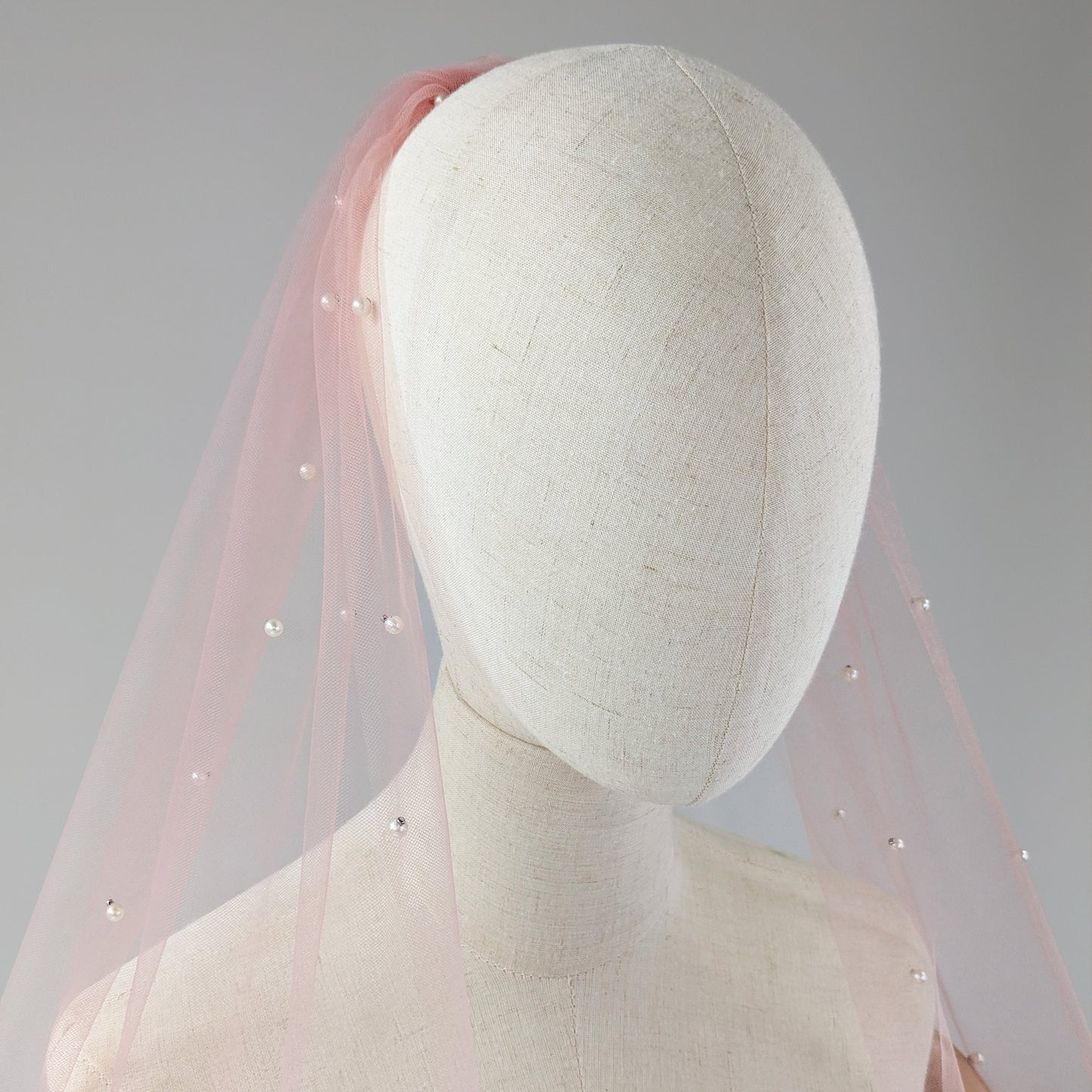 Blush Pink Pearl Veil