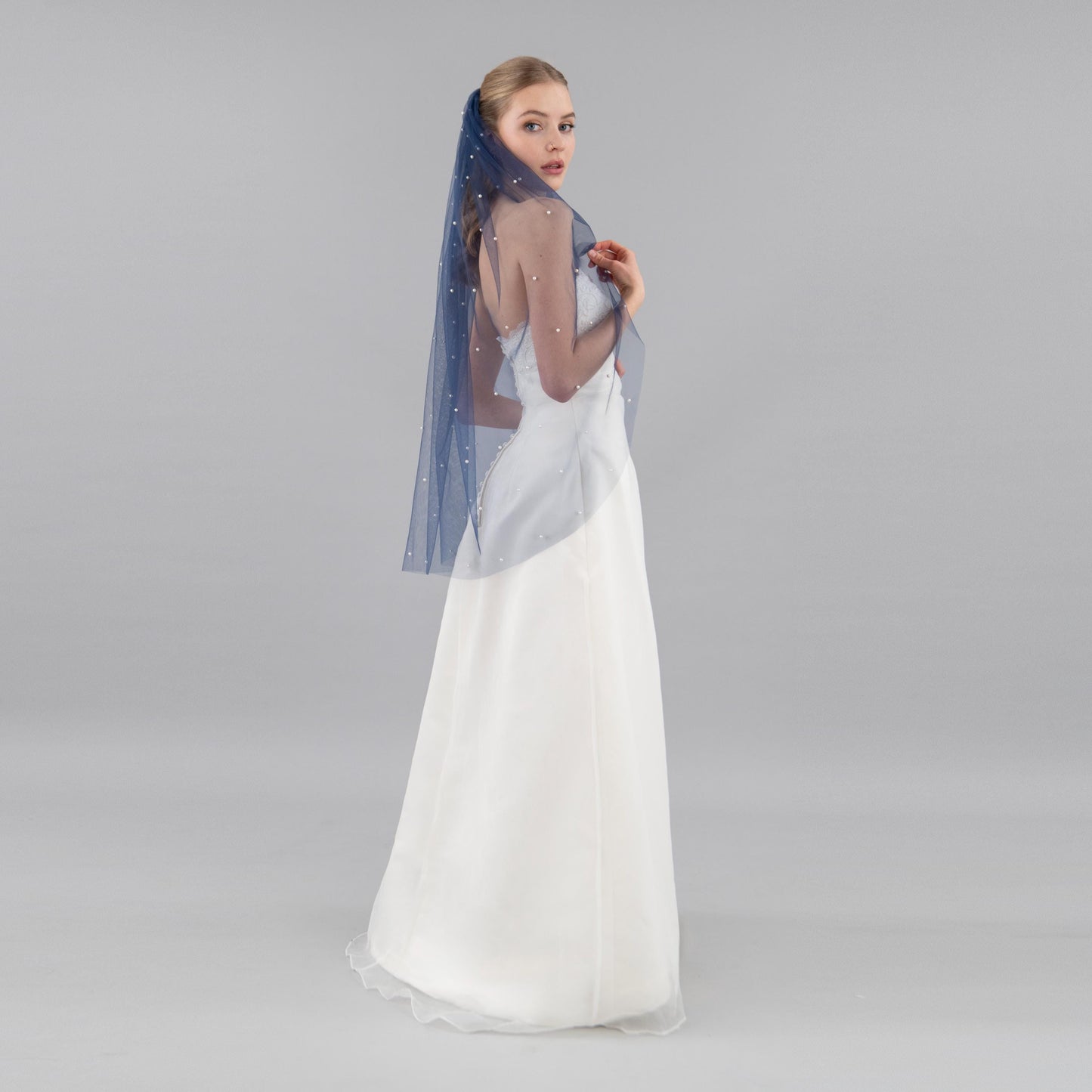 Navy Blue Pearl Veil