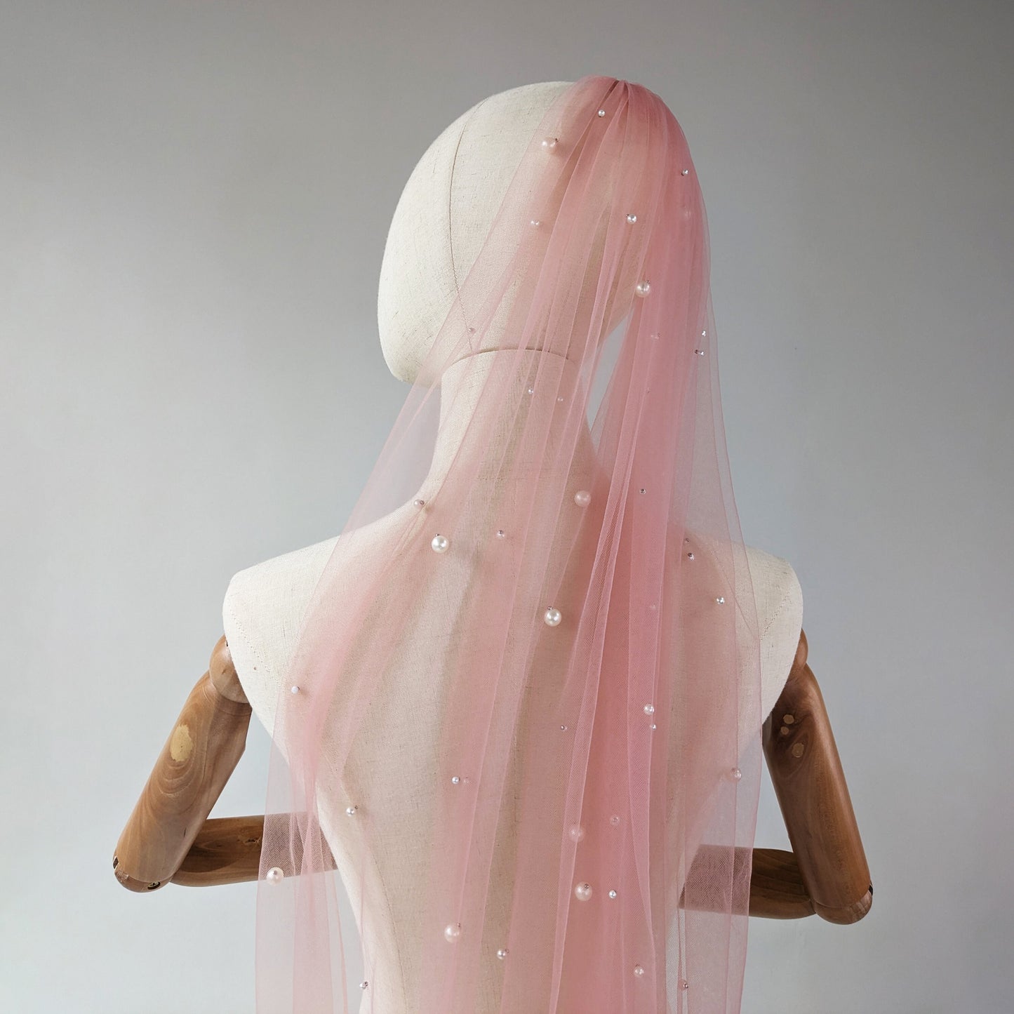 Blush Pink Irregular Pearl Veil