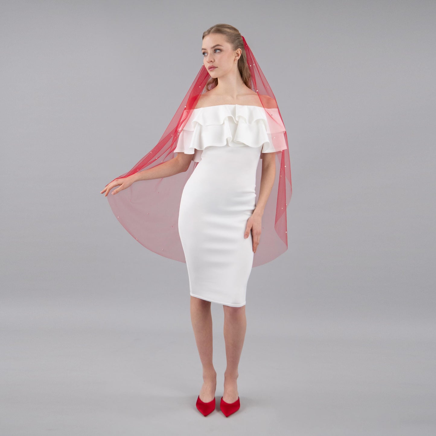 Rose Red Pearl Veil