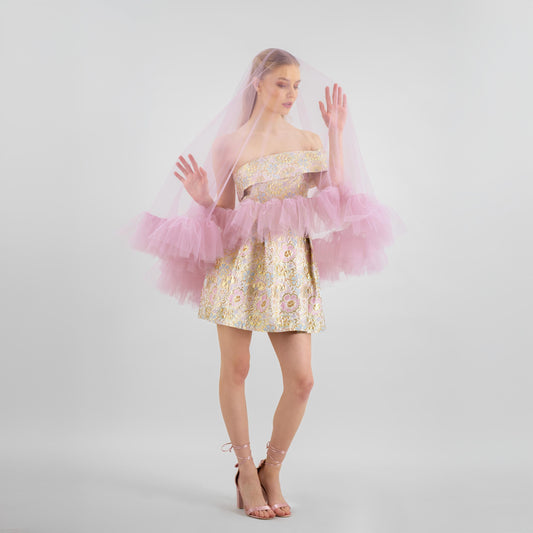 Lilac Purple Ruffle Veil