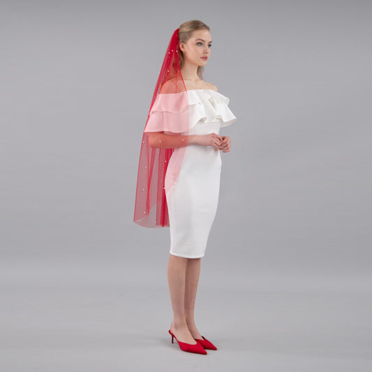 Rose Red Pearl Veil