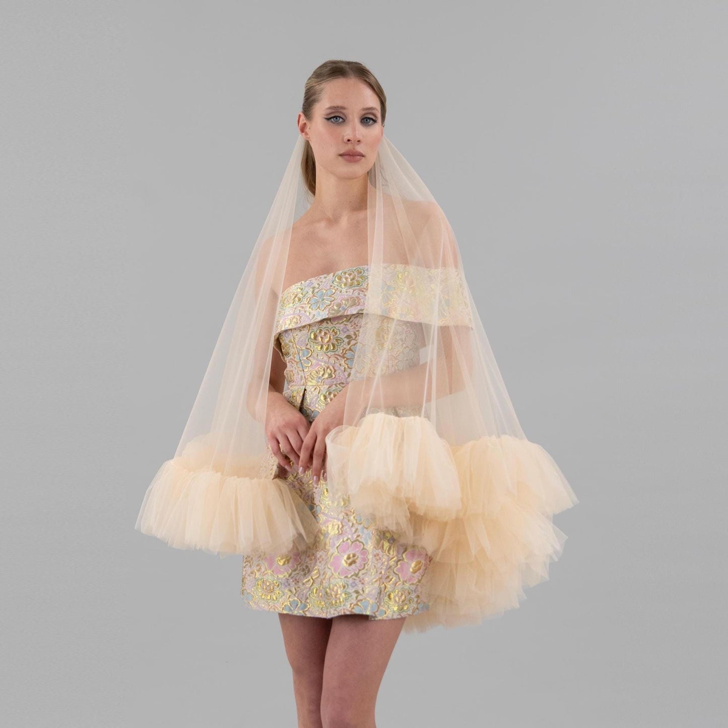 Champagne Ruffle Veil