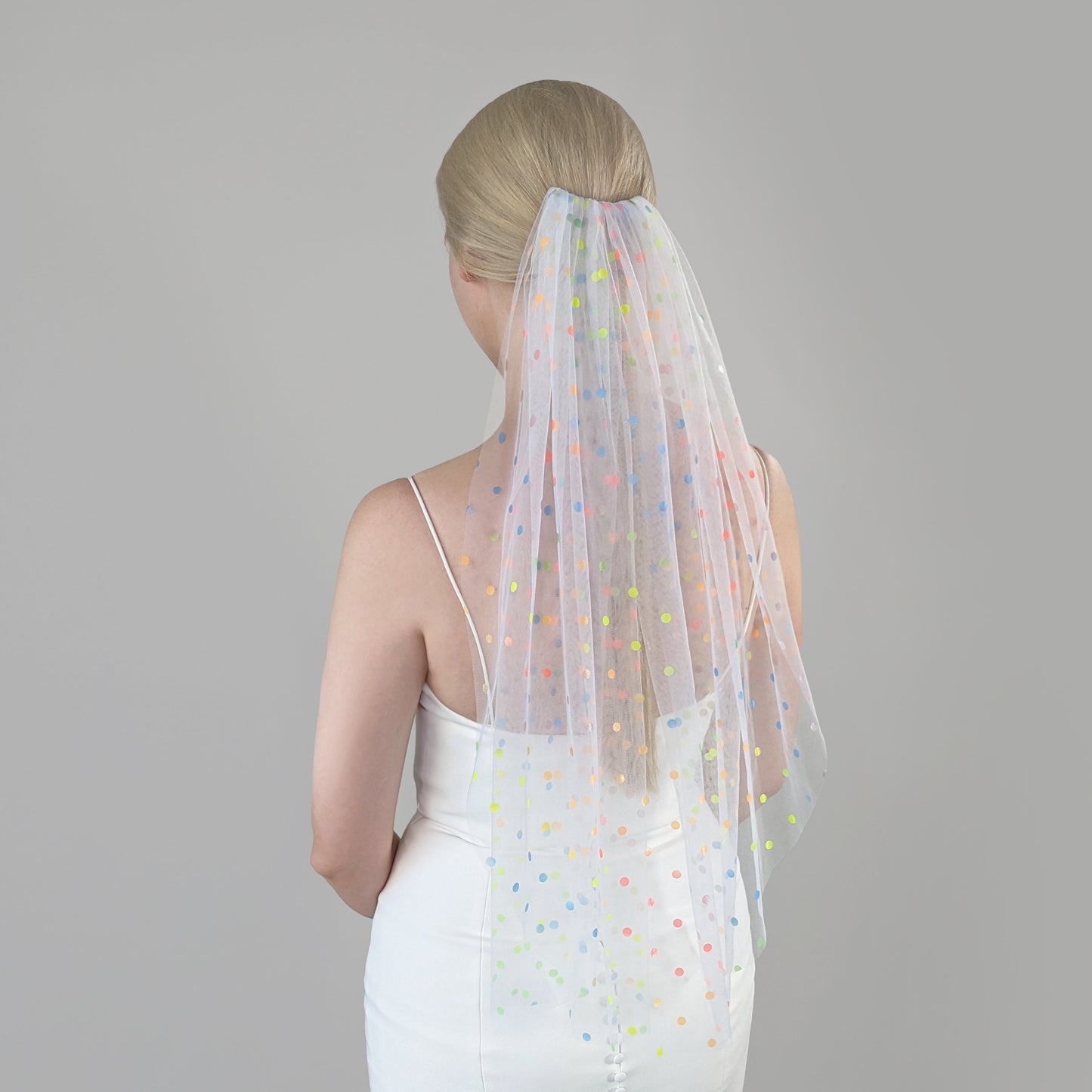 Ivory Rainbow Polka Dot Veil