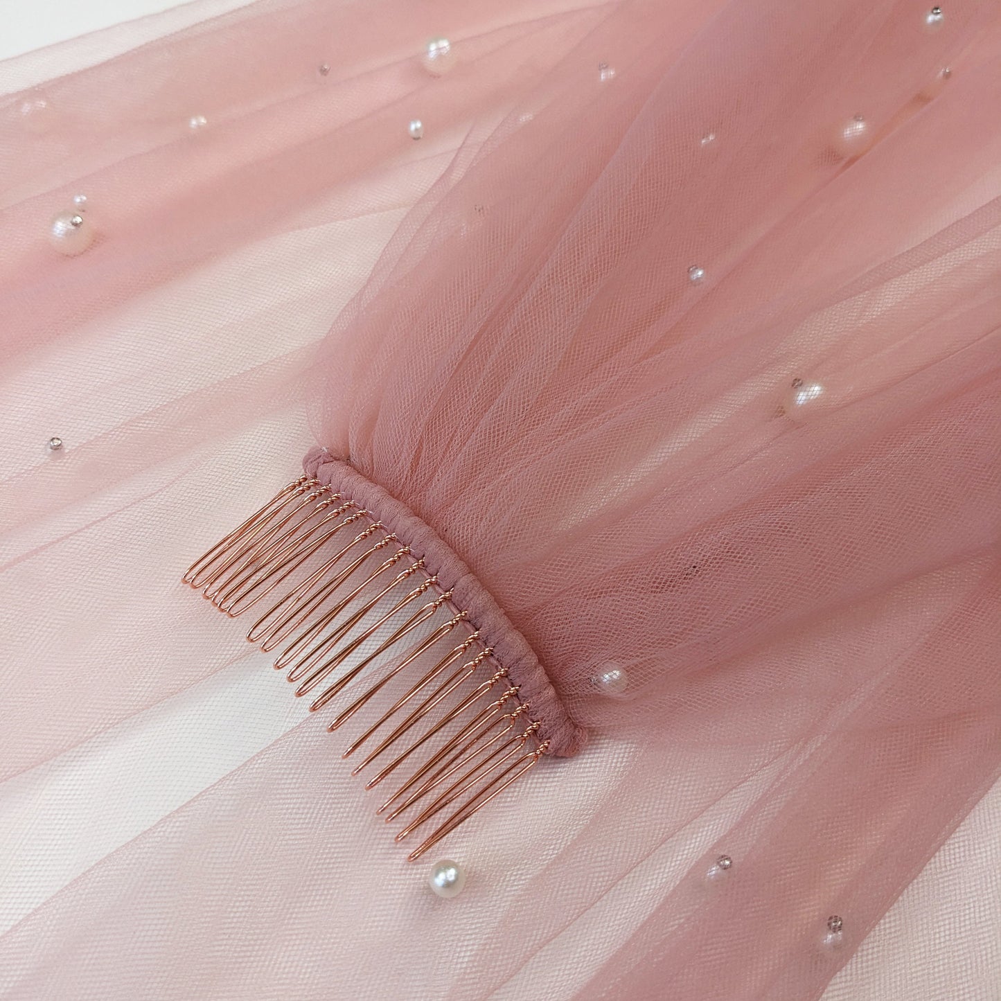 Blush Pink Irregular Pearl Veil