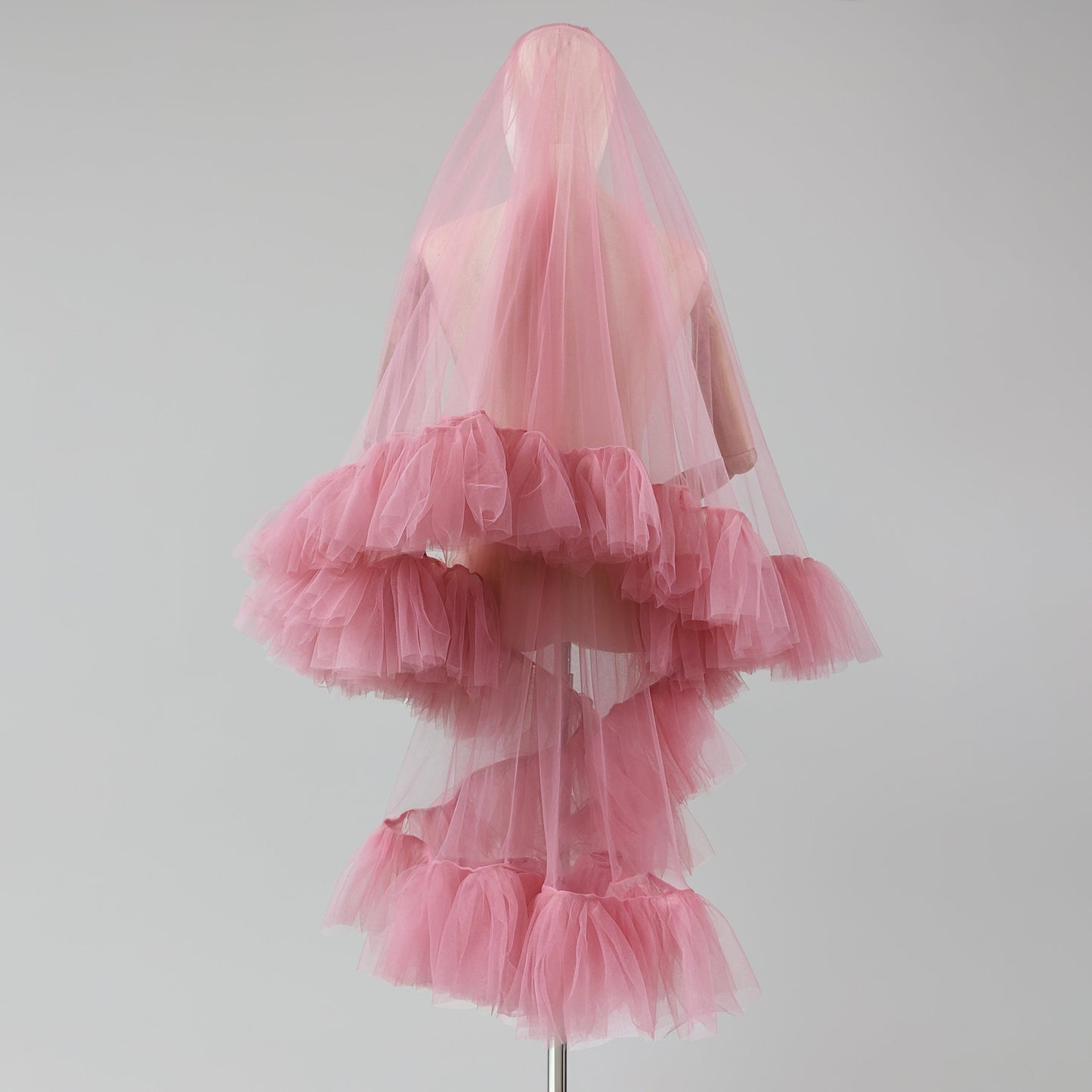 Dusty Pink Ruffle Veil