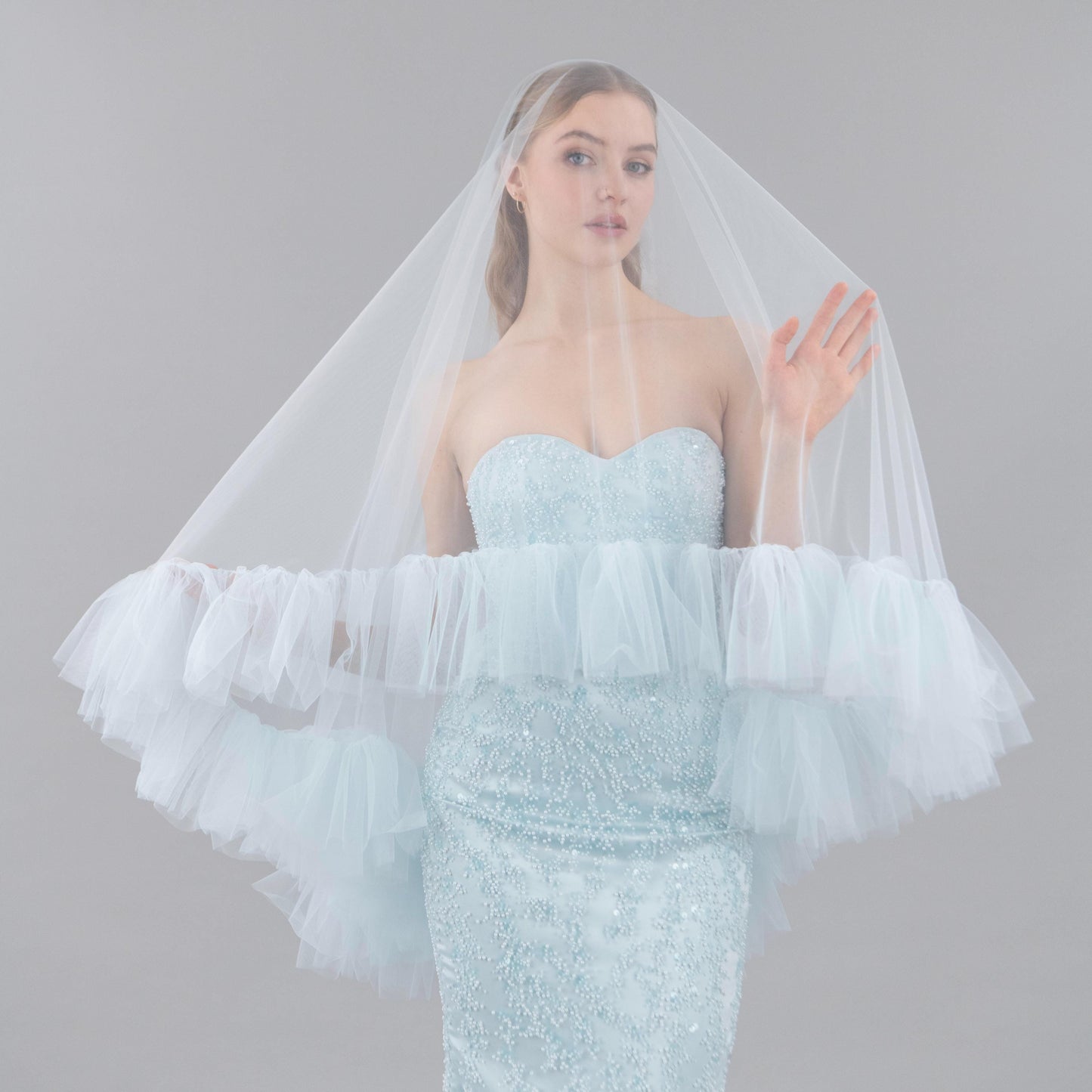 Baby Blue Ruffle Veil
