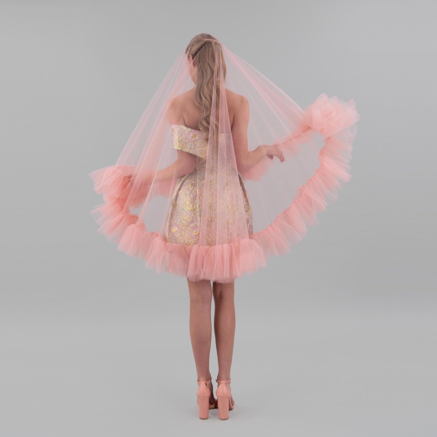 Blush Pink Ruffle Veil