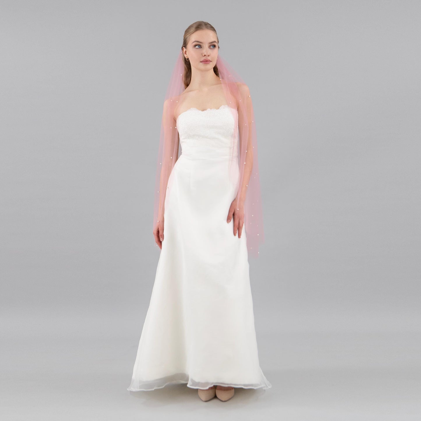 Dusty Pink Pearl Veil