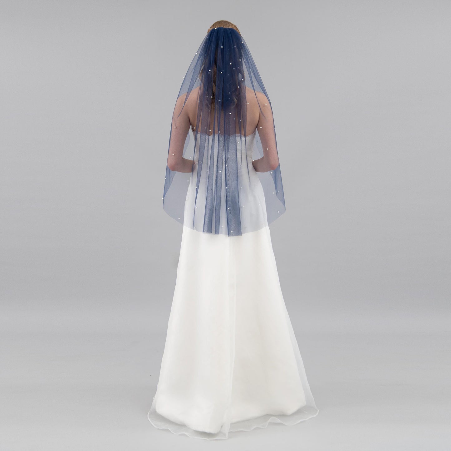 Navy Blue Pearl Veil