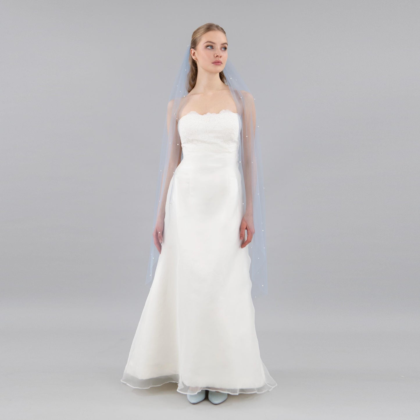 Dusty Blue Pearl Veil